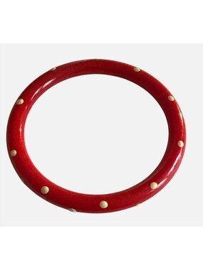 Retro Red Polka Dot Bangle Bracelet Dippy Dot Acrylic Round Classic